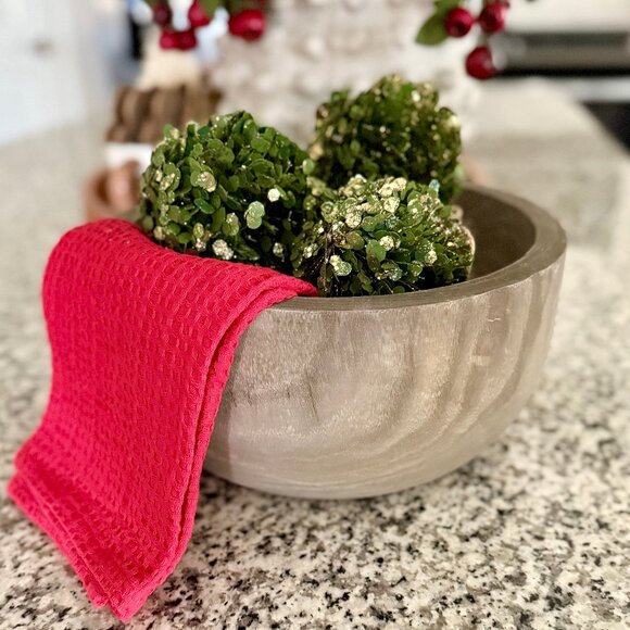 Set/6 Glitter Faux Boxwood Ball Ornaments - Picture 1 of 6